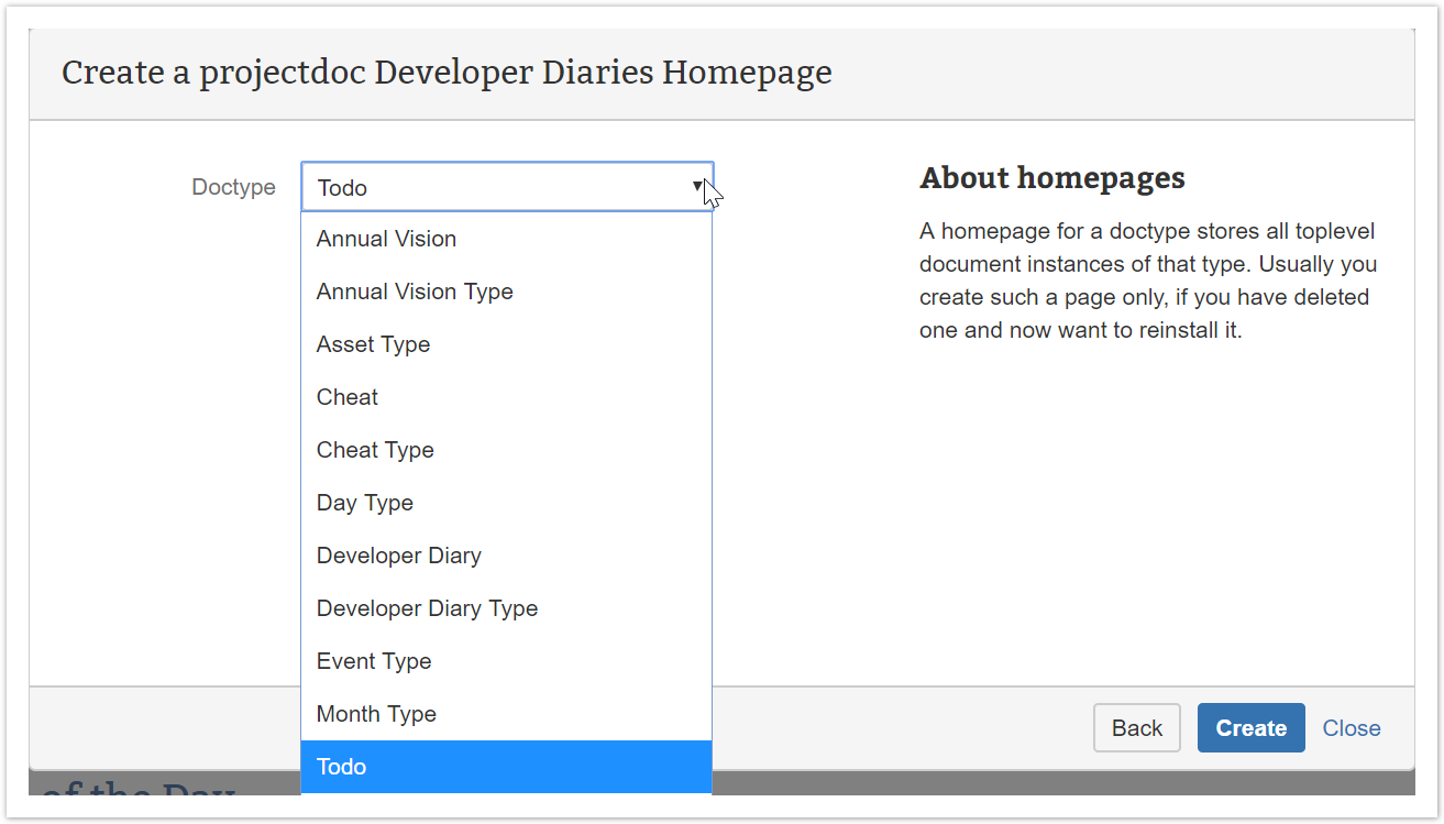 Select the type of homepage you want to create