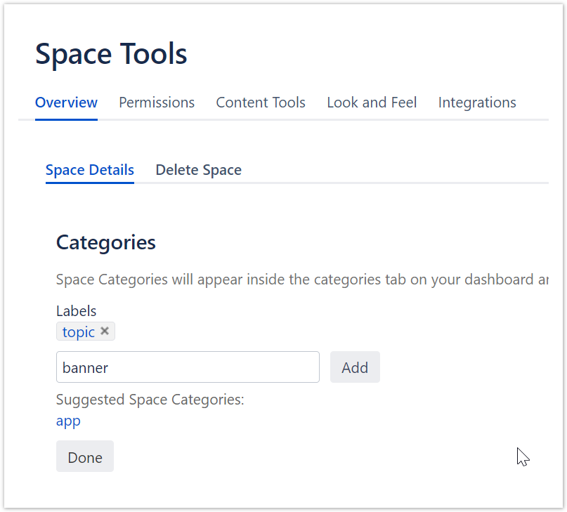 Screenshot with Space Details on Space Tools.