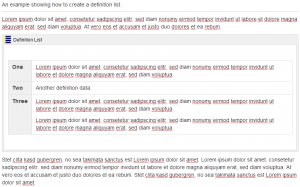 Screenshot of the Definition List Macro in Edit Mode