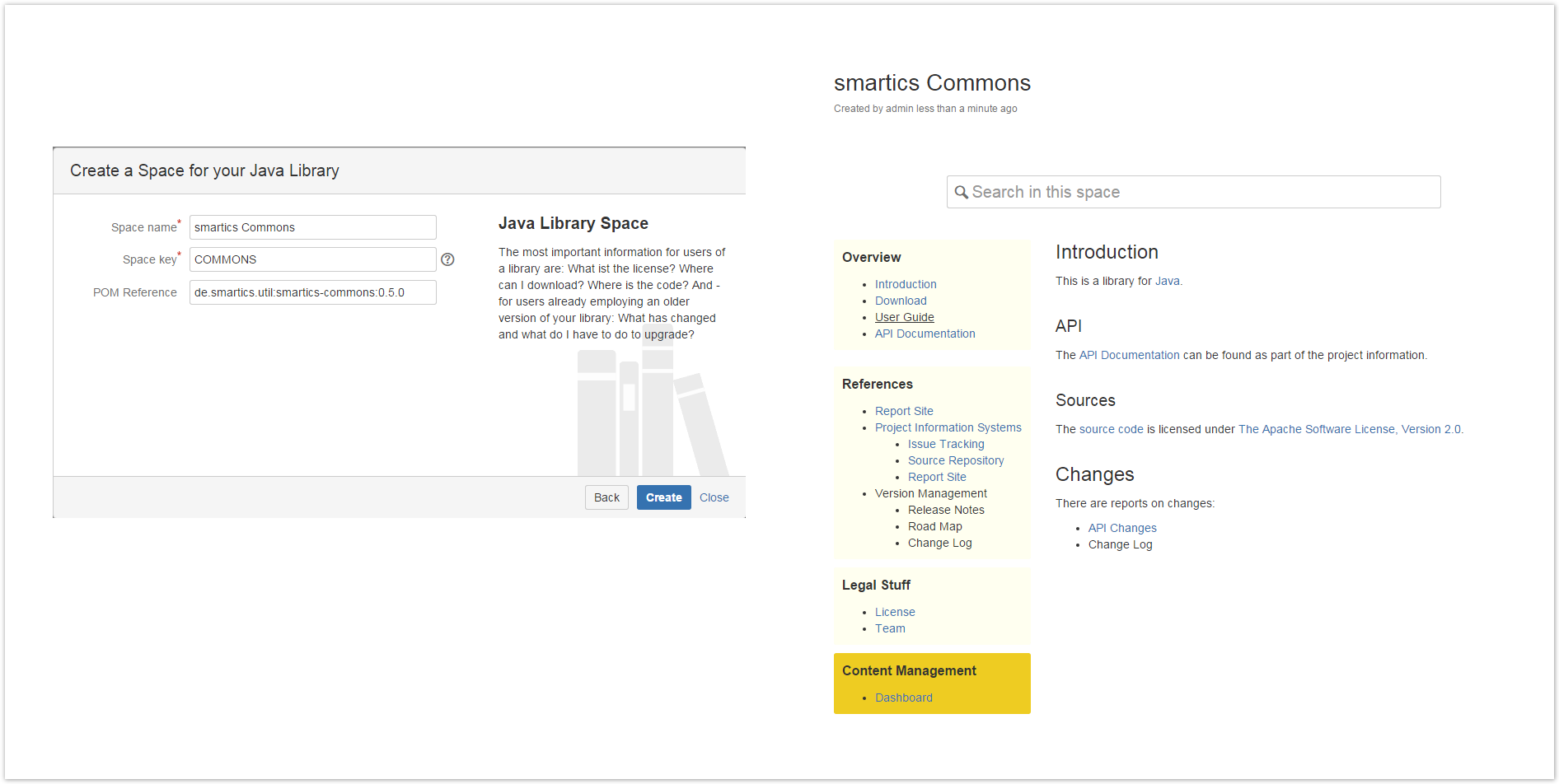 Example for a Library Documentation with Confluence and the projectdoc Toolbox