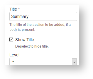 Section Macro showing the Title