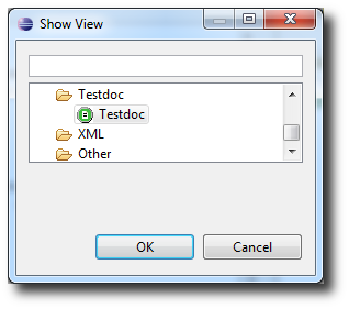 The Eclipse Dialog to open the TestDoc view.
